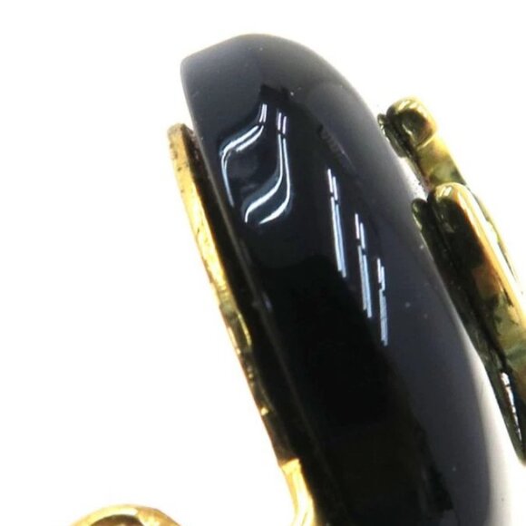 CHANEL CC Logos Pearl Drop Black Round Clip-On Earrings Gold Tone - Picture 6 of 10